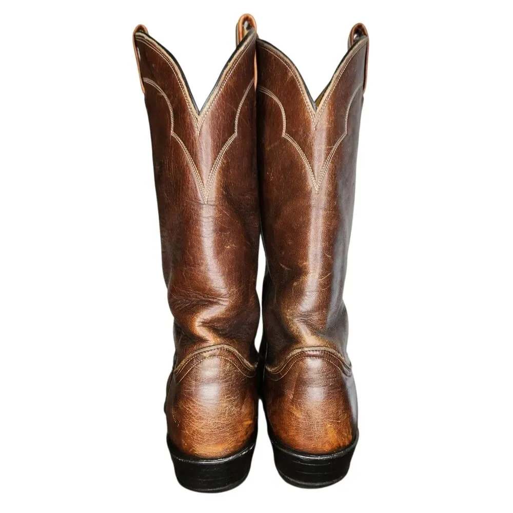 Vintage Tony Lama Mens 5084 Brown Leather Western Cowboy Boots Size 6.5 EE USA